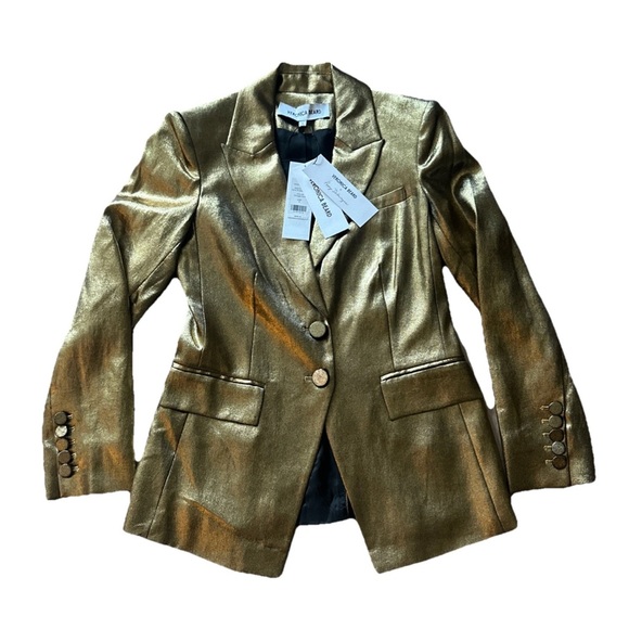 Veronica Beard Jacket (NWT $898) Izara Dickey in Vintage Gold Sz. 4 - Picture 5 of 15